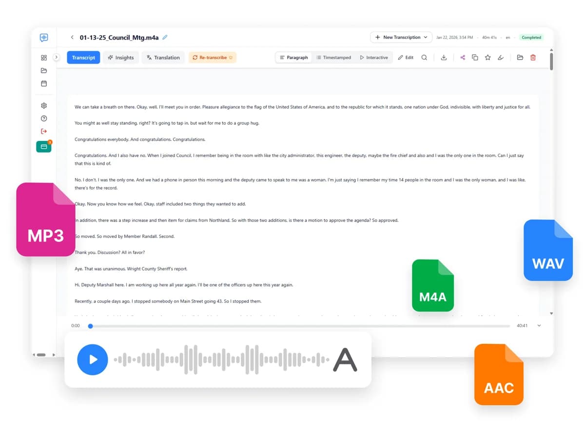Audio transcription interface
